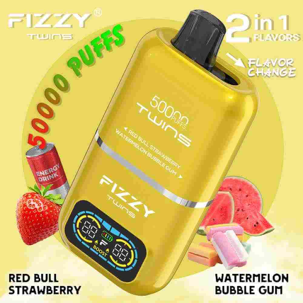 ewolucja e-papierosów, porównanie vape stary vs nowy, vape z wyświetlaczem FIZZY TWINS, e-papieros dwusmakowy, starsze modele e-papierosów - Fizzy Twins 50000
